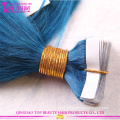 2016 Hot sale color blue high quality 100% indian ombre remy tape hair extension wholesale tape hair extension